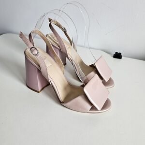 Elegant Blush Slingback Block Heel Sandals